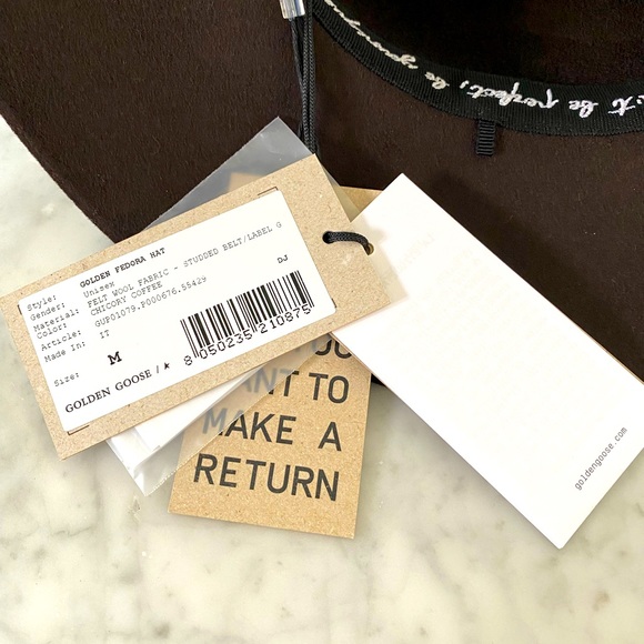 Golden Goose Coffee-brown Golden Collection Fedora hat with studded leather - Picture 4 of 6